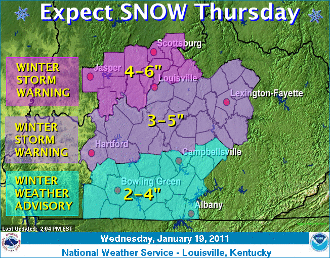 Graphical depiction of the weather story for today.
