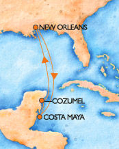 costa maya cozumel monday date orleans map